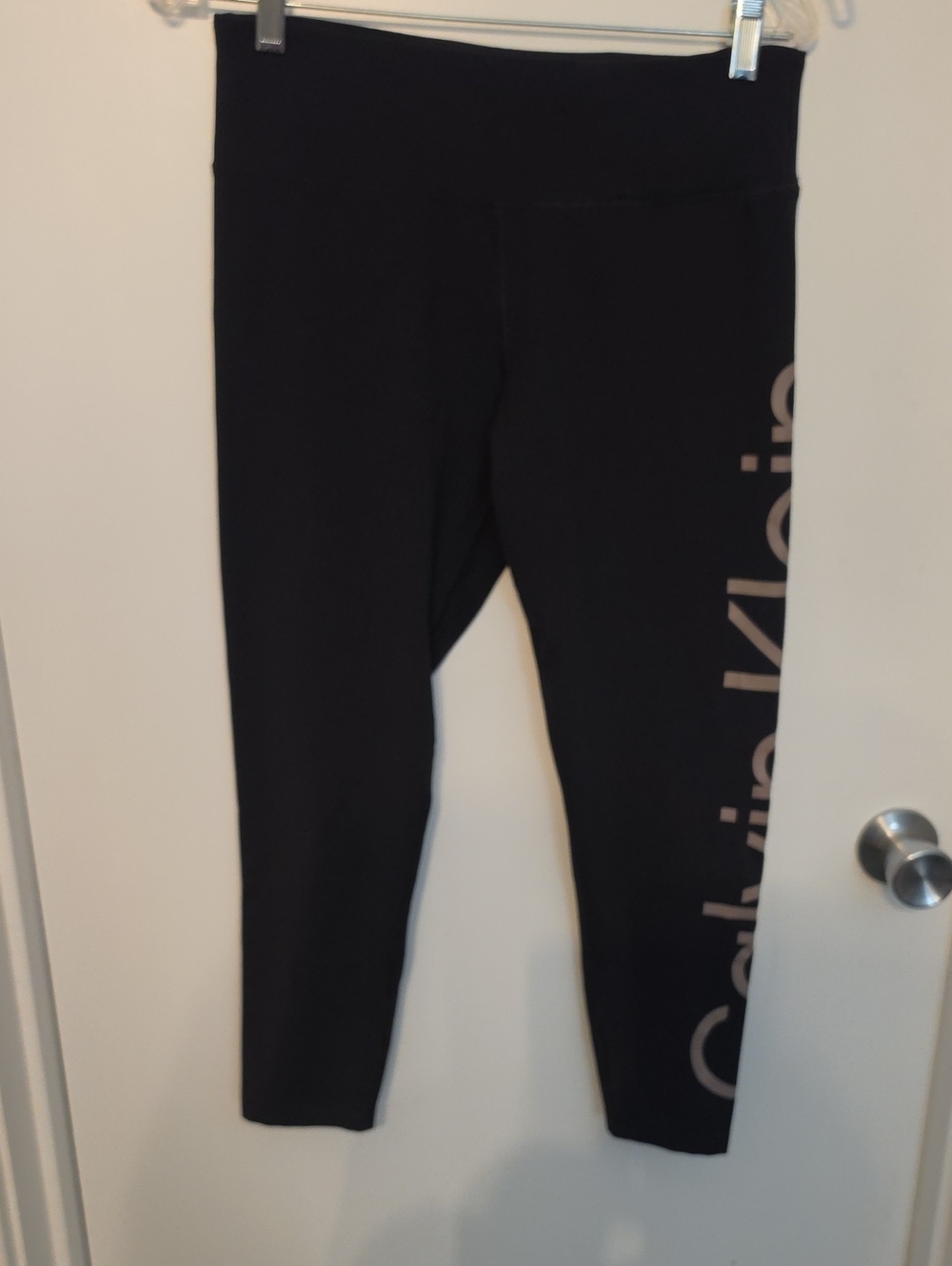 Calvin Klein Black Leggings with Side Logo in Light Gray